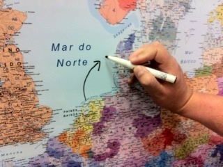 Escrever no mapa plastificado Veleda