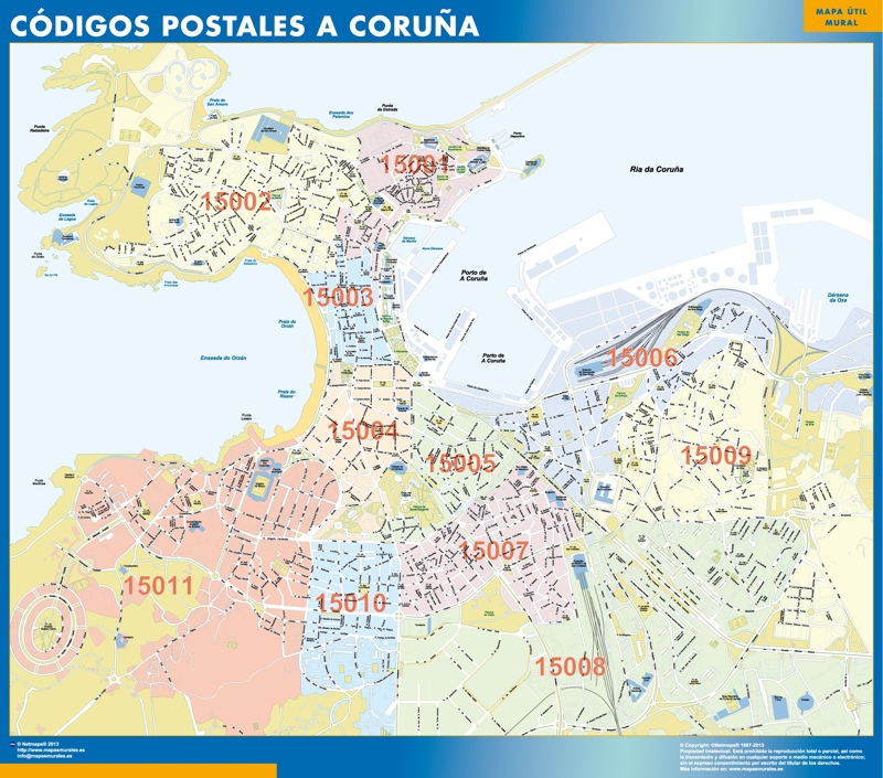 Mapa Europa códigos postais de parede