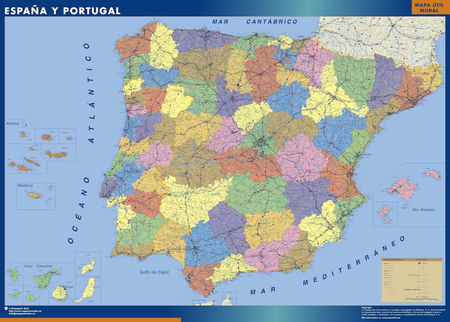 Mapa Espanha de parede