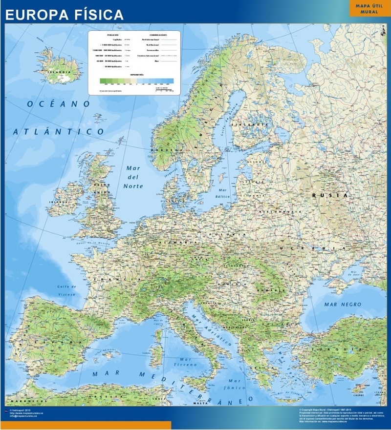 Mapa Europa Fisico de parede