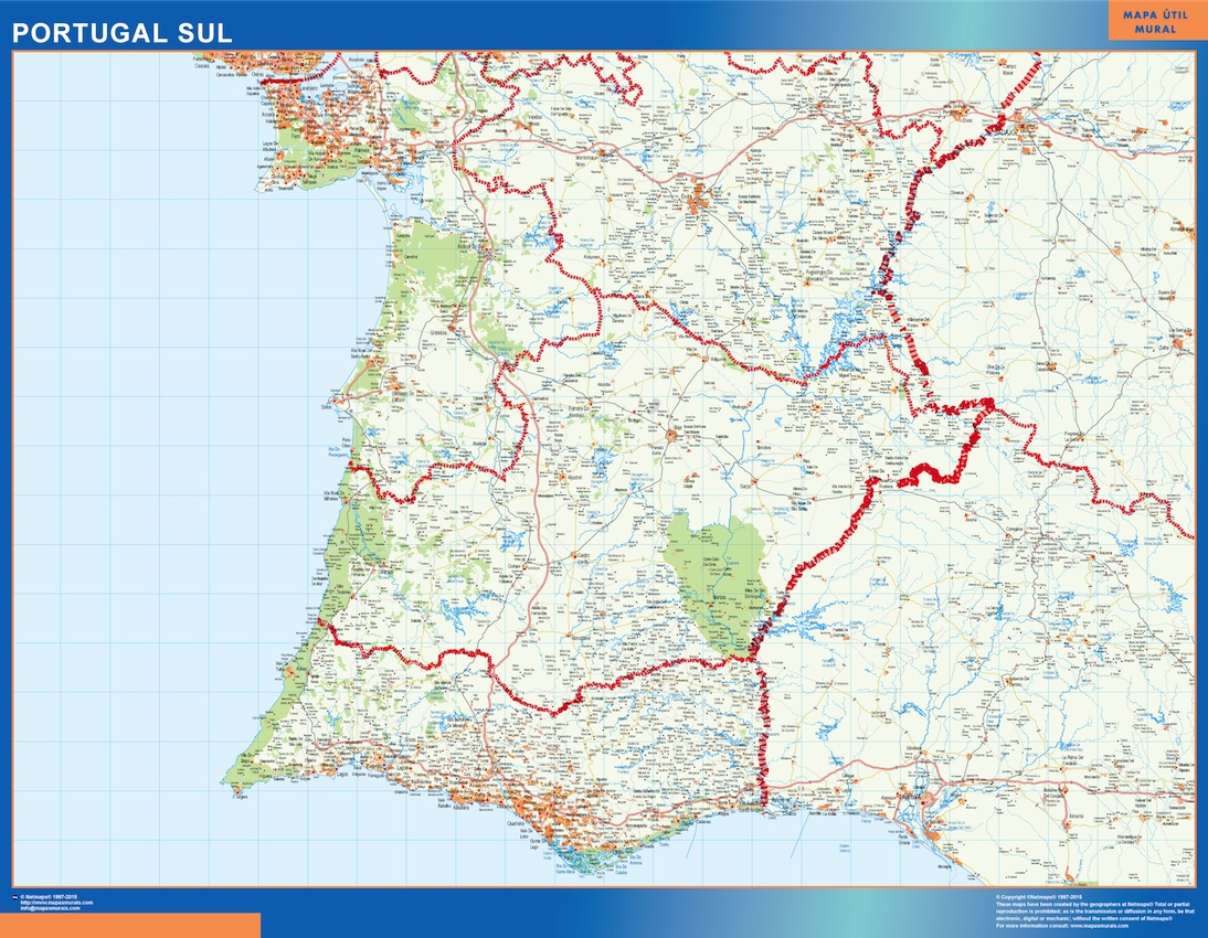 Mapa rodoviário de Portugal: centro da cidade