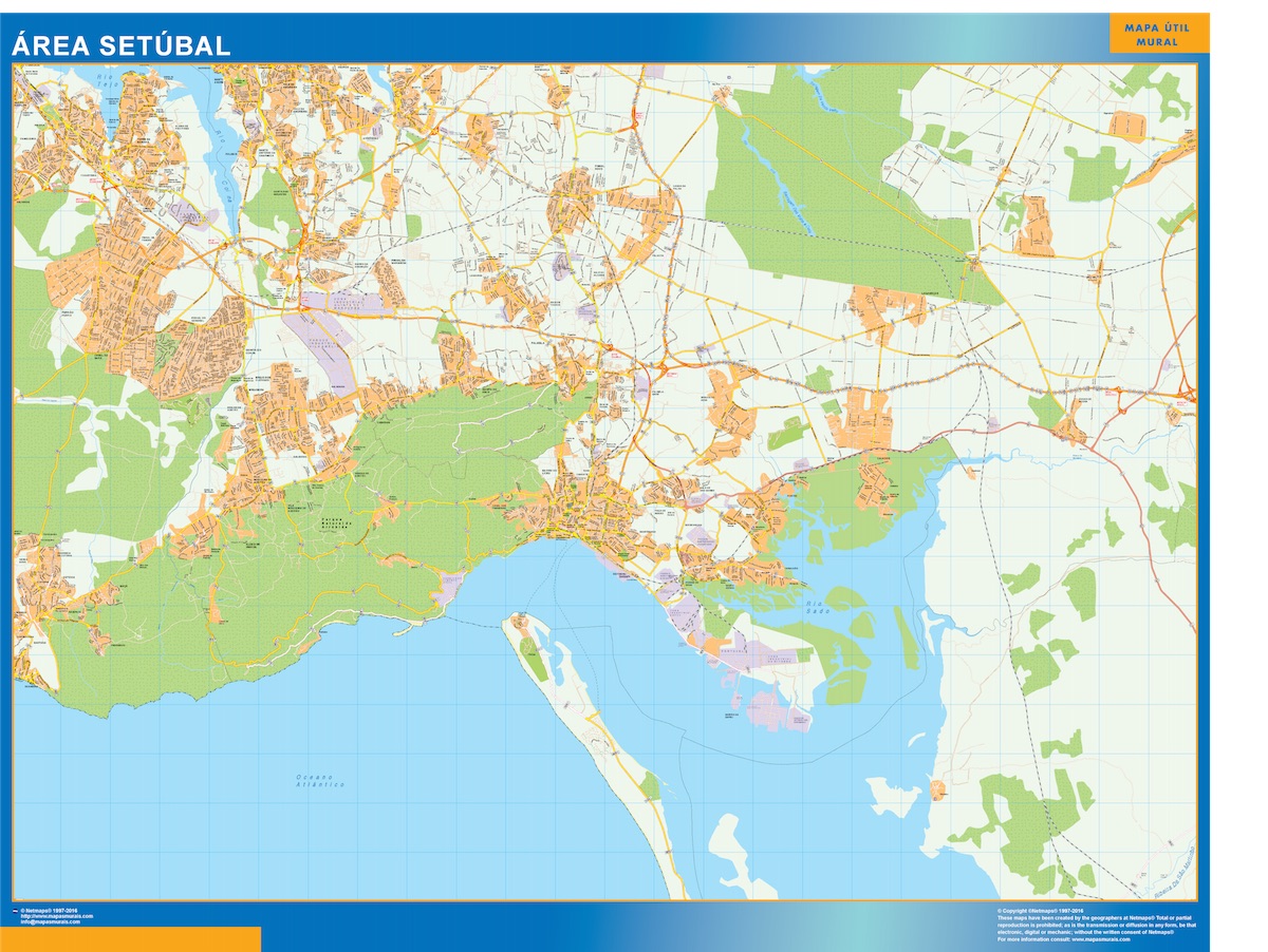 Mapa Setubal Portugal de parede