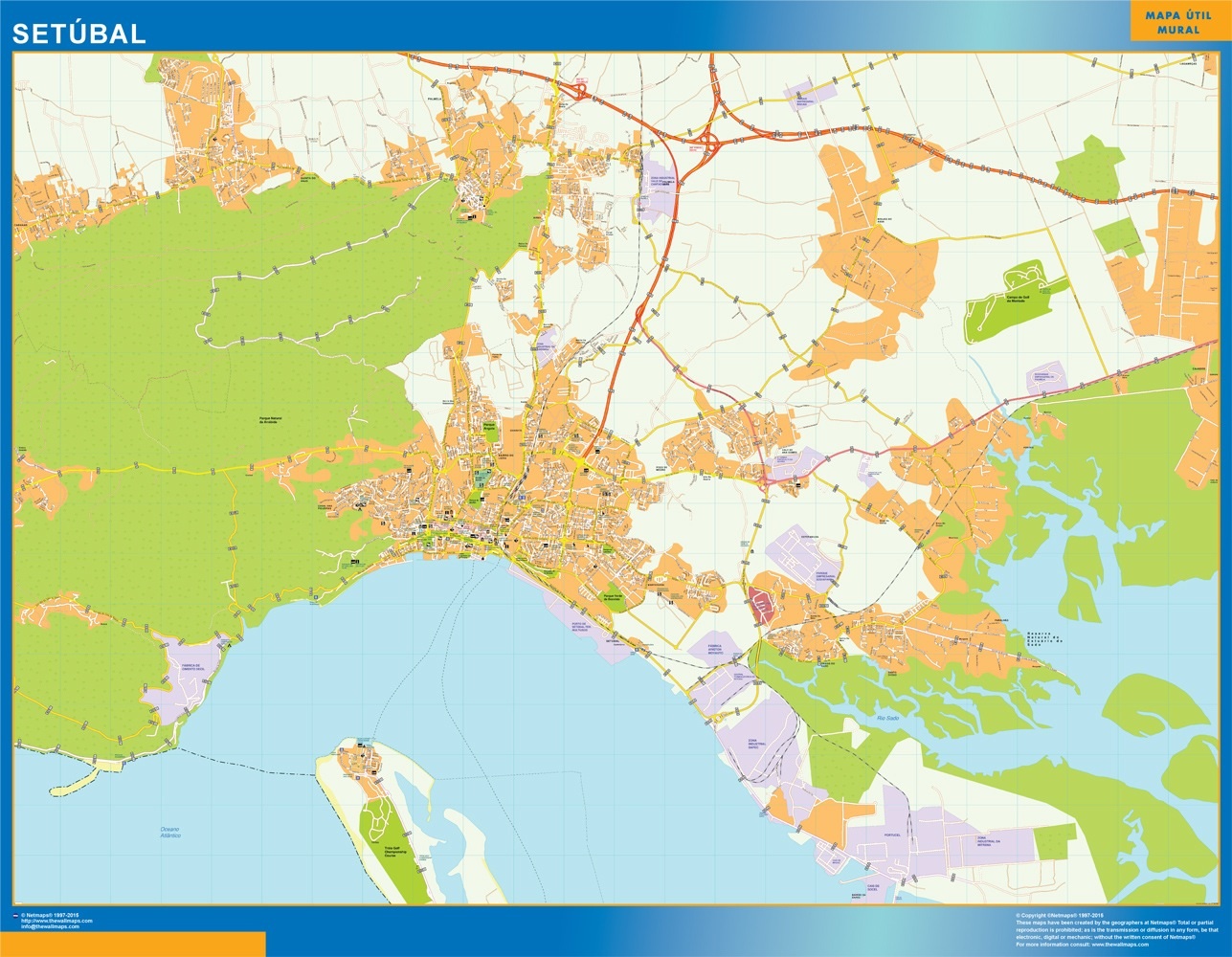 Mapa Setubal Portugal de parede