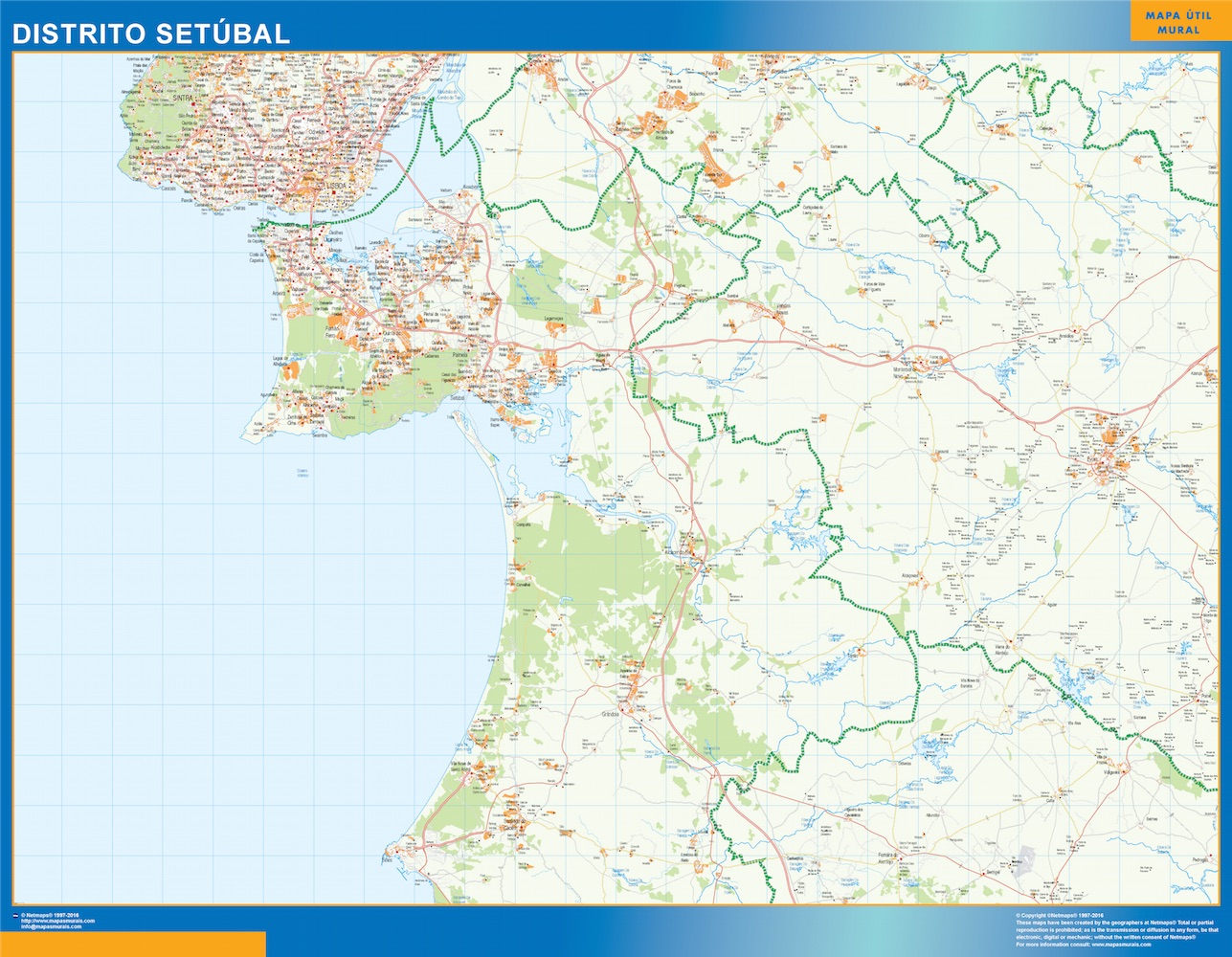 Mapa distrito Setubal de parede