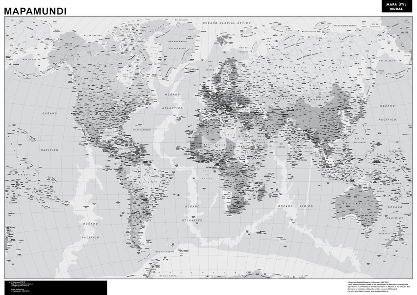 Mapa de Portugal black & white  Mapas de cidades e mapas do mundo para  parede