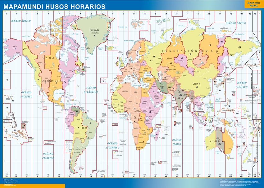 Mapa do mundo Fusos horários de parede