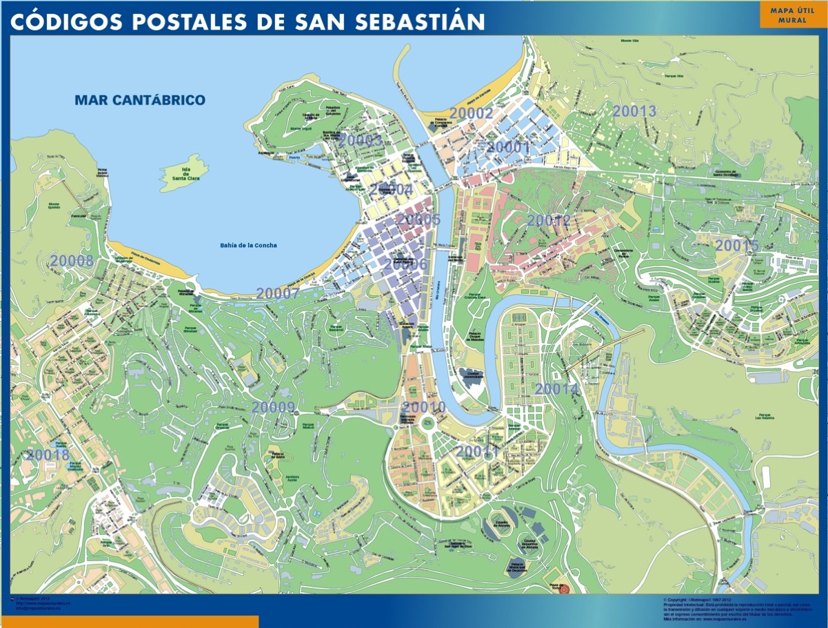 Mapa Europa códigos postais de parede